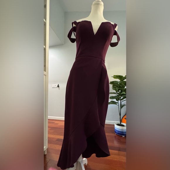 Xcape Off Shoulder Purple Dress - Picture 4 of 9